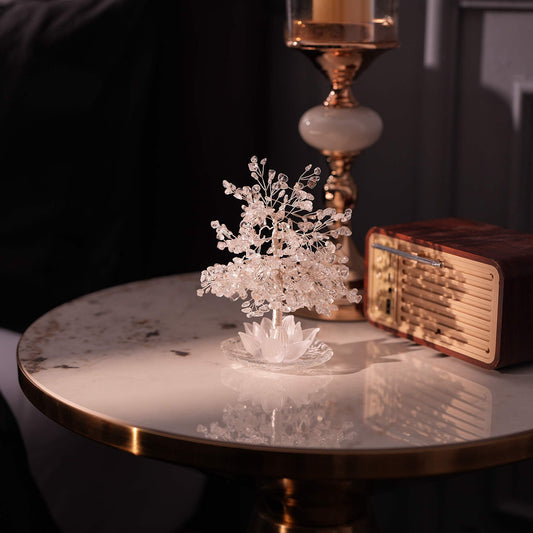 Radiant Clear Quartz Lotus Feng Shui Tree – Clarity & Healing Power