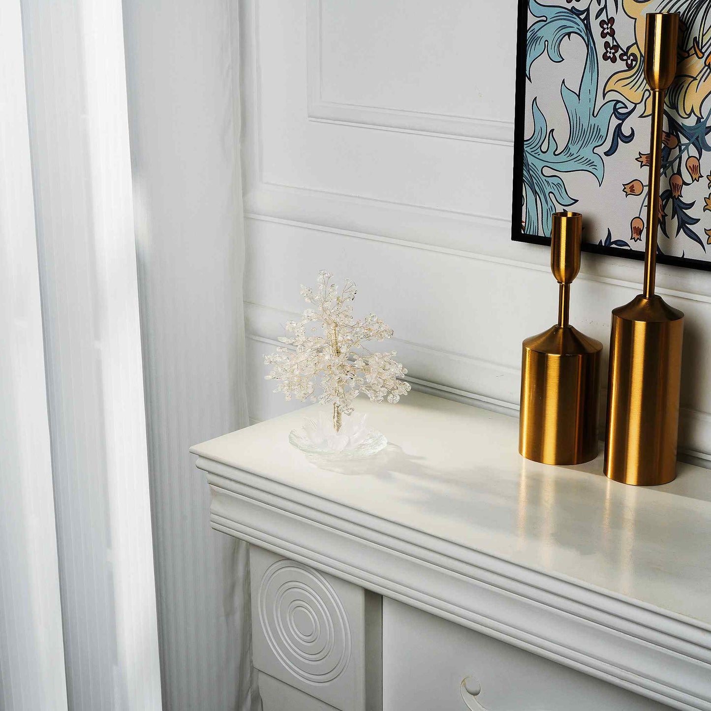 Radiant Clear Quartz Lotus Feng Shui Tree – Clarity & Healing Power