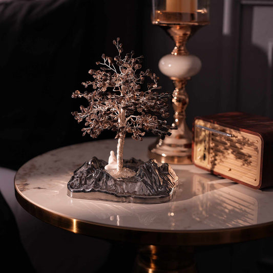 Confidence Shield Tree – Silver Obsidian & Smoky Quartz