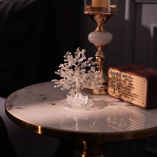 Moonlit Grey Moonstone Lotus Feng Shui Tree – Intuition & Balance