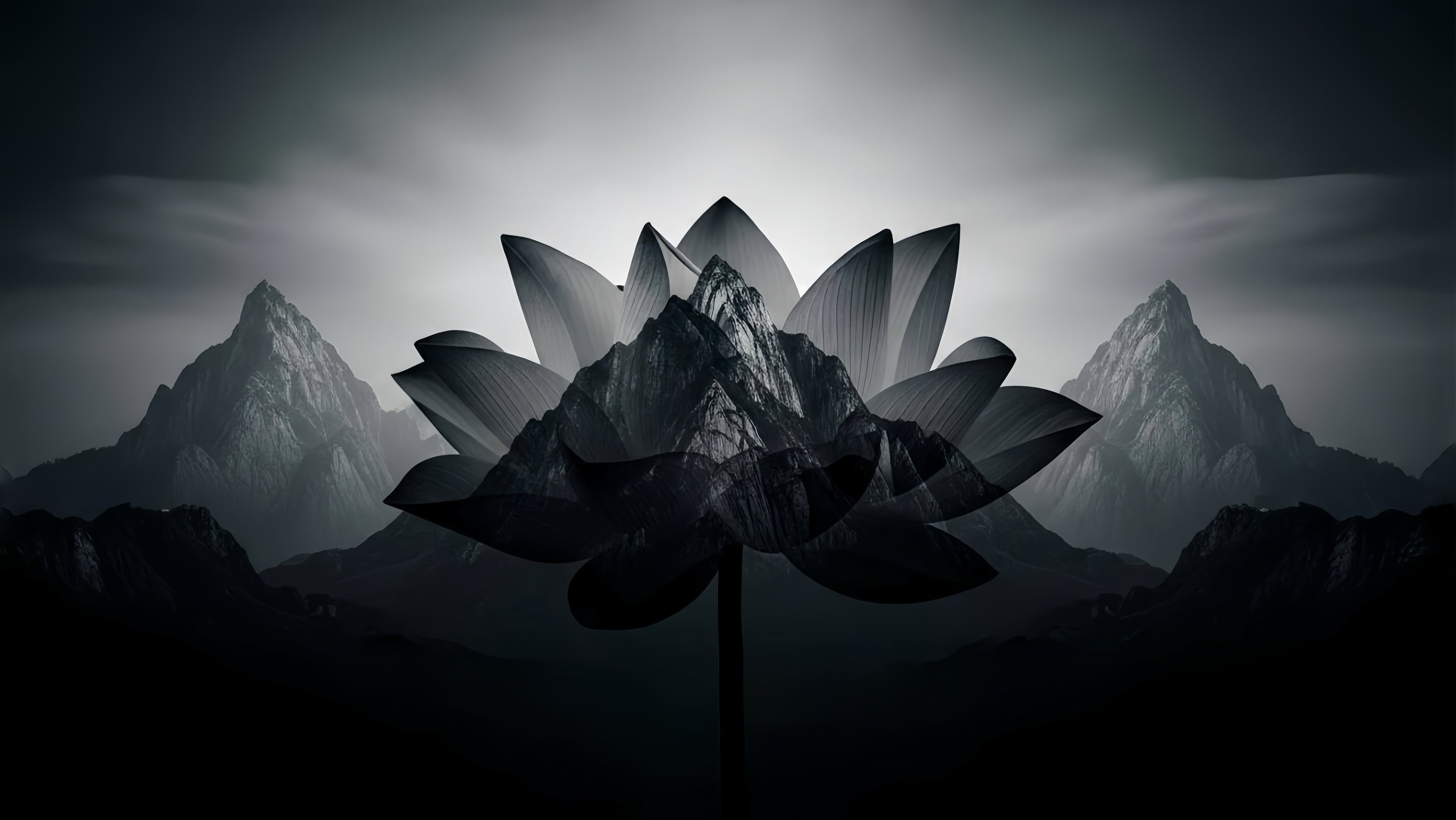 Lotus Crystal Feng Shui Tree with mountain backdrop, symbolizing harmony and balance in wellness decor