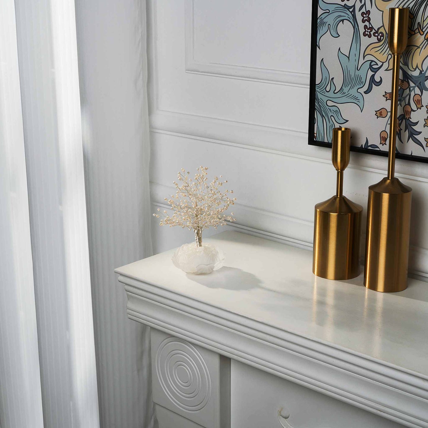 Pure Pearl Lotus Feng Shui Tree – Harmony & Spiritual Purity