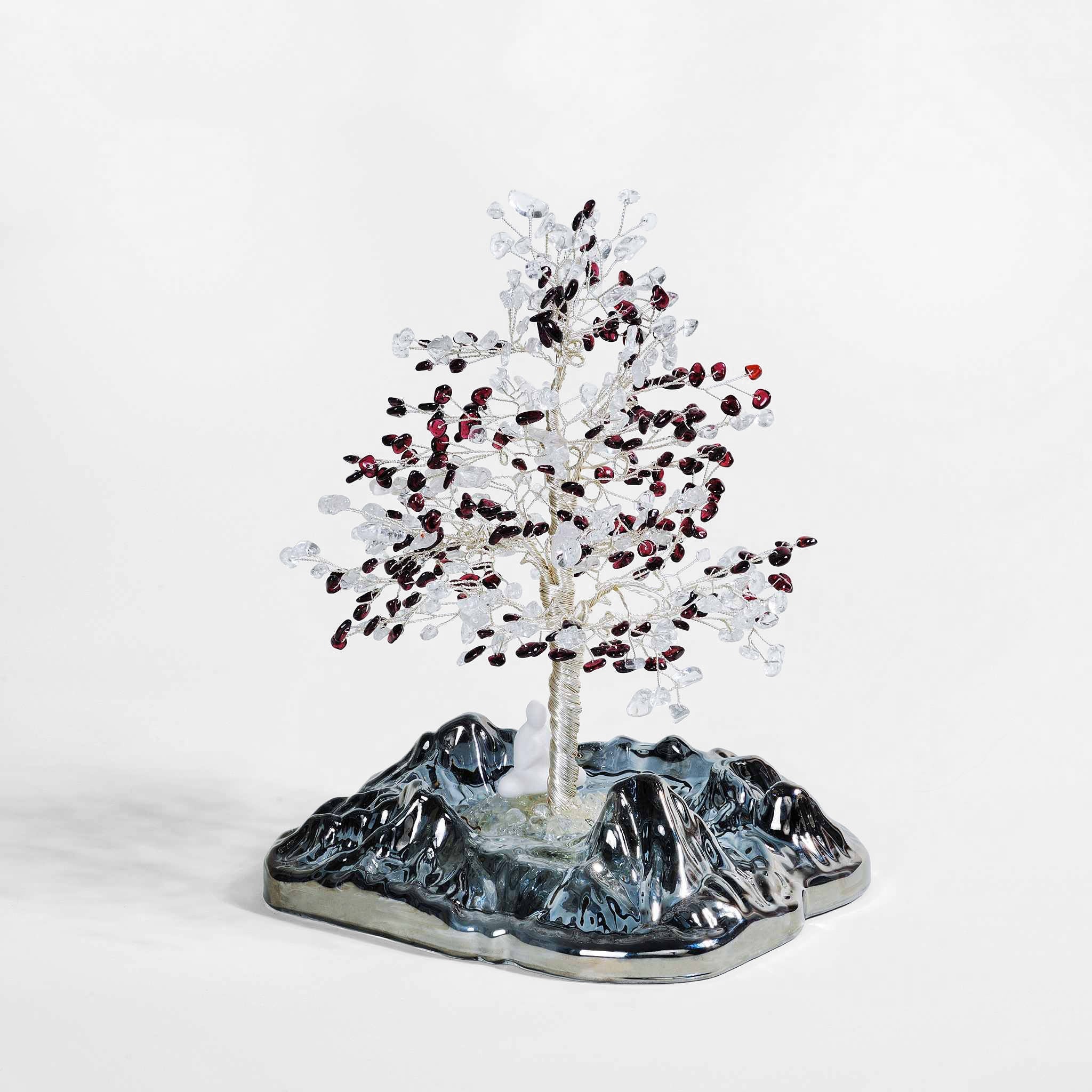 swarovski bonsai tree Vital Glow Tree – Clear Quartz & Garnet – LuckyBloom