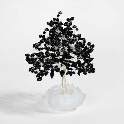 Shielding Black Obsidian Protection Lotus Feng Shui Tree – Grounding & Safety