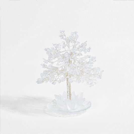 Radiant Clear Quartz Lotus Feng Shui Tree – Clarity & Healing Power