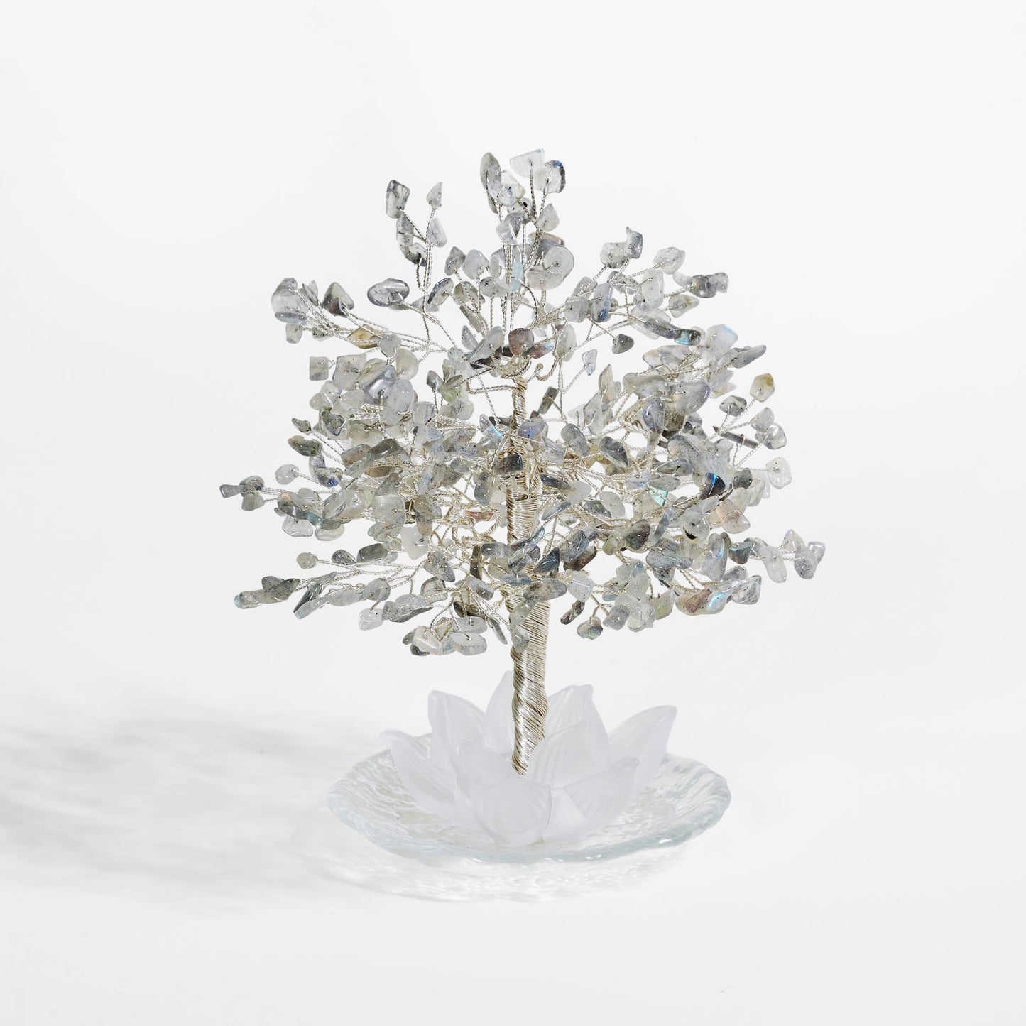 Moonlit Grey Moonstone Lotus Feng Shui Tree – Intuition & Balance