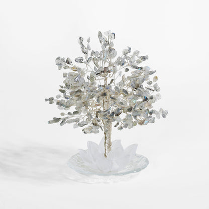 Moonlit Grey Moonstone Lotus Feng Shui Tree – Intuition & Balance
