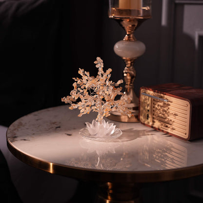 Golden Rutilated Quartz Lotus Feng Shui Tree – Radiance & Positivity