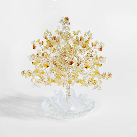 Golden Rutilated Quartz Lotus Feng Shui Tree – Radiance & Positivity
